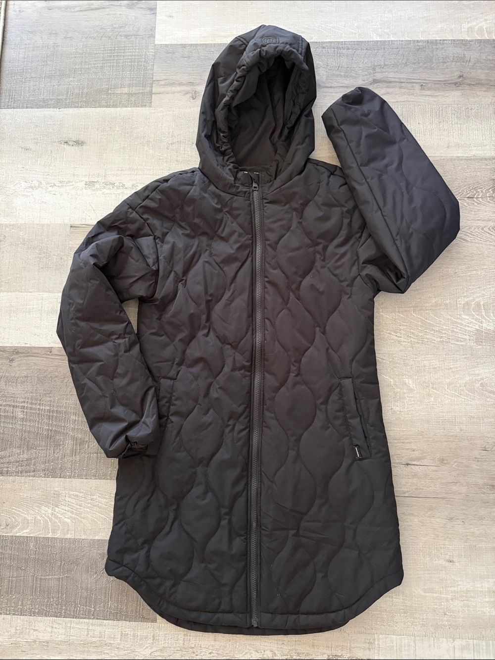 MONDETTA Quilted Hooded Coat in Black Girls 14/16
